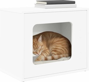 vidaXL Σπίτι Γάτας Λευκό 51 x 30 x 42 εκ. Επεξεργασμένο ξύλο