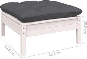 vidaXL Σαλόνι Κήπου Σετ 12 τεμ. Λευκό Μασίφ Ξύλο Πεύκου &amp; Μαξιλάρια