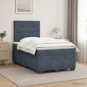 vidaXL Κρεβάτι box spring με στρώμα Σκούρο Γκρι 120 x 190 cm Βελούδο