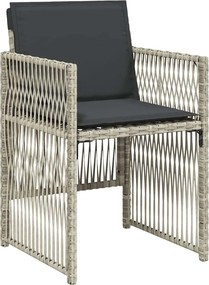 vidaXL Σετ Τραπεζαρίας Κήπου 11 τεμ. Αν. Γκρι Συνθ. Ρατάν με Μαξιλάρια