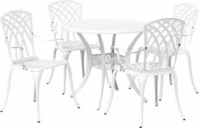 vidaXL Σέτ φαγητού για κήπο 5 pcs Λευκό Αλουμίνιο