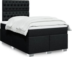 vidaXL Κρεβάτι Boxspring με Στρώμα Μαύρο 120x200 εκ. Υφασμάτινο