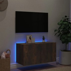 vidaXL Έπιπλο Τοίχου Τηλεόρασης με LED Καπνιστή Δρυς 80x35x41 εκ.