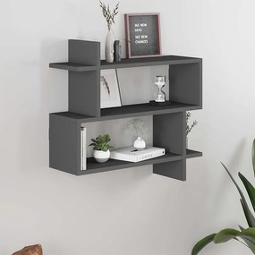 Megapap Ραφιέρα Τοίχου Paralel Μελαμίνης Ανθρακί 70x22x65εκ.