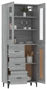 vidaXL Ντουλάπι Γκρι Sonoma 69,5 x 34 x 180 εκ. Επεξεργασμένο Ξύλο