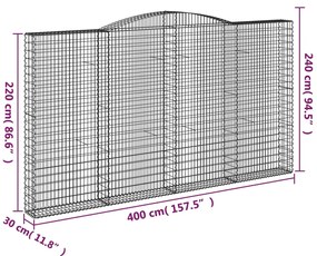 vidaXL Συρματοκιβώτια Τοξωτά 2 τεμ. 400x30x220/240 εκ. Γαλβαν. Ατσάλι