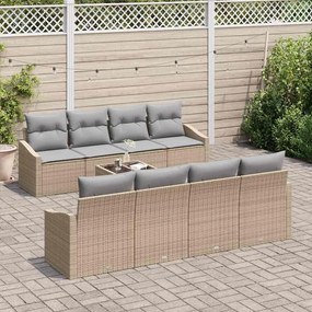 vidaXL Σετ Καναπέ με μαξιλάρι 7 pcs Μπεζ και Γκρι συνθετικό ρατάν