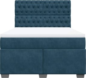 vidaXL Κρεβάτι Boxspring με Στρώμα Μπλε 160x200 εκ. Βελούδινο