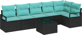 vidaXL Σετ Καναπέ 7 pcs Μαύρο συνθετικό ρατάν