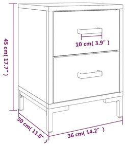 Κομοδίνα 2 τεμ. Μαύρα 36x30x45 εκ. από Μασίφ Ξύλο Πεύκου - Μαύρο