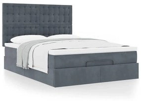 Οθωμανικό κρεβάτι με στρώματα Σκούρο γκρι 140x190cm Βελούδο