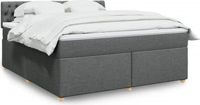 vidaXL Κρεβάτι Boxspring με Στρώμα Σκούρο Γκρι 180x200 εκ Υφασμάτιν