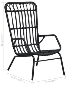 Καρέκλα Κήπου Μαύρη από Συνθετικό Ρατάν - Μαύρο