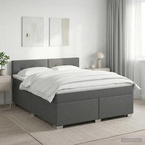 vidaXL Κρεβάτι box spring με στρώμα Σκούρο Γκρι 140 x 190 cm Ύφασμα