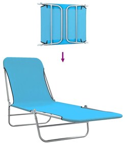 vidaXL Ξαπλώστρες Πτυσσόμενες 2 τεμ. Μπλε από Ατσάλι / Ύφασμα
