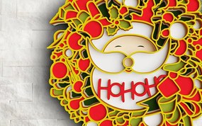 Σετ των 2 Intra απο ξύλο plywood 3mm-4mm πάχος Τρισδιάστατο Χριστουγεννιάτικο στεφάνι Δίασταση 30x30 cm INTRAFABR-77143106