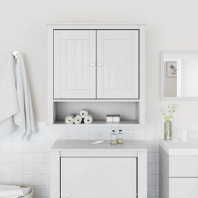 vidaXL Ντουλάπι Μπάνιου Επιτοίχιο BERG Λευκό 69,5x27x71,5εκ Μασίφ Ξύλο
