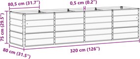 vidaXL Γλάστρα Πράσινο 320 x 80 x 75 εκ. Ατσάλι
