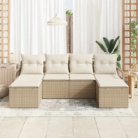 vidaXL Σετ Καναπέ Κήπου 6 pcs Μπεζ Πολυ ράταν