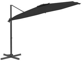 Ομπρέλα Κρεμαστή Μαύρη 300 x 300 εκ. με Αλουμινένιο Ιστό - Μαύρο
