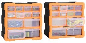 vidaXL Κουτιά Αποθήκευσης 2 τεμ. με 12 Συρτάρια 26,5 x 16 x 26 εκ.