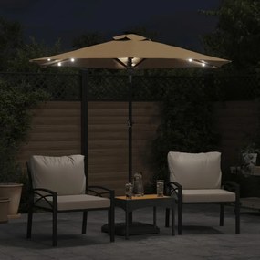 Ομπρέλα Κήπου με LED και Ατσάλινο Ιστό Taupe 225x225x212 εκ. - Μπεζ-Γκρι