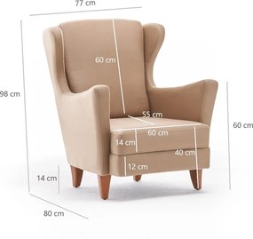 Πολυθρόνα Κρέμα LOLA 80x77x98