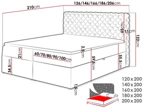 Επενδυμένο κρεβάτι Chesterfield-Mple-160 x 200 εκ.