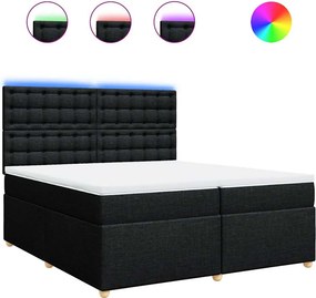 vidaXL Κρεβάτι Boxspring με Στρώμα Μαύρο 200x200 εκ. Υφασμάτινο
