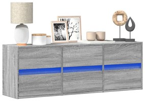 Έπιπλο Τοίχου Τηλεόρασης με LED Γκρι Sonoma 130x31x45 εκ.