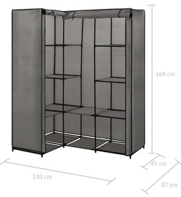 vidaXL 282452  Corner Wardrobe Grey 130x87x169 cm