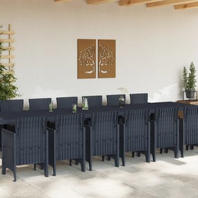 vidaXL Σέτ φαγητού για κήπο 15 pcs Ανθρακί Rattan Polt