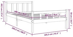 Πλαίσιο Κρεβατιού 100 x 200 εκ. από Μασίφ Ξύλο - Καφέ