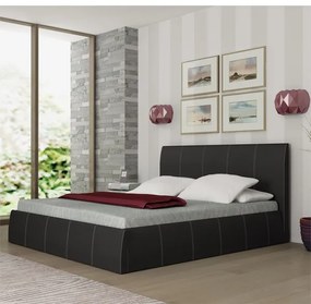 Κρεβάτι Διπλό με αποθηκευτικό χώρο Perla, μαύρο, 140x200cm με στρώμα - GRA780