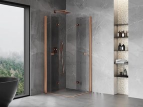 Mexen Mist-F Διπλή πτυσσόμενη καμπίνα ντους 80 x 80 cm, διάφανη, βουρτσισμένος