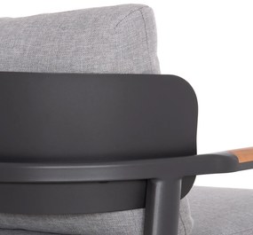 Σετ κήπου Σαλόνι ELARA 4 τεμ Αλουμινίου Γκρί με Ύφασμα Olefin &amp; Φυσικό Ξύλο Τeak