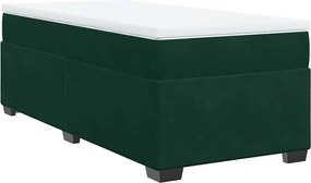 vidaXL Κρεβάτι Boxspring με Στρώμα Σκούρο Πράσινο 90x200 εκ. Βελούδινο