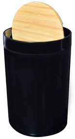 Κάδος Απορριμμάτων 02-3876 Πλαστικός Με Καπάκι Bamboo Παλλόμενο Μαύρος 5Lt Estia Πλαστικό