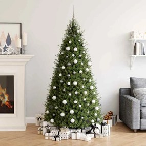 vidaXL Χριστουγεν. Μπάλες Σετ 60 τεμ με Κορυφή &amp; 150 LED Λευκό/Γκρι