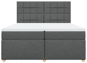 vidaXL Κρεβάτι Boxspring με Στρώμα Σκούρο Γκρι 200x200 εκ. Υφασμάτινο