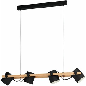 Φωτιστικό Οροφής - Ράγα 43424 Hornwood 4/E27 Wood Black-Beige Eglo Metal,Wood