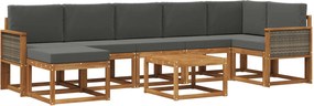 vidaXL Σειρά Καναπέ Εξωτερικού 8 pcs Φυσικό και Ανθρακί Πολυεστέρας