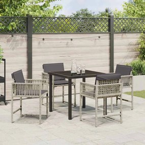 vidaXL Σέτ φαγητού για κήπο 5 pcs Ανοιχτό γκρι συνθετικό ρατάν