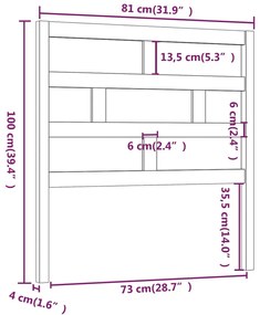 vidaXL Κεφαλάρι κρεβατιού Μαύρο 81x4x100 εκ. από Μασίφ Ξύλο Πεύκου