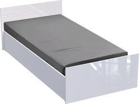 Κρεβάτι μονό Afina pakoworld σε λευκή glossy απόχρωση 90x200εκ