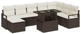 vidaXL Σετ Καναπέ Κήπου με αποθήκευση 9 pcs Καφέ Πολυ ράταν