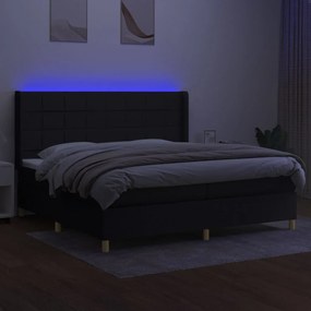 ΚΡΕΒΑΤΙ BOXSPRING ΜΕ ΣΤΡΩΜΑ &amp; LED ΜΑΥΡΟ 200X200 ΕΚ. ΥΦΑΣΜΑΤΙΝΟ 3138903