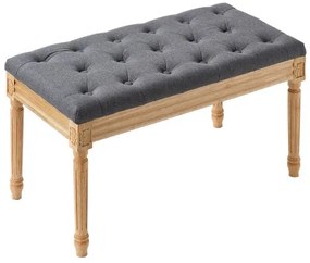 VEVOR Upholstered Bench, 16&quot;W Ottoman Bench, End of Bed Bench with Foam Padded Cushion and Rubberwood Legs, Tufted Footrest Stool Entryway Bench for Dining Room, Living Room, Bedroom, Hallway, Gray
