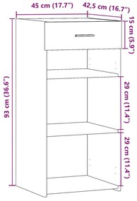 Συρταριέρα Λευκή 45x42,5x93 εκ. από Επεξεργασμένο Ξύλο - Λευκό