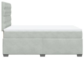 Κρεβάτι Boxspring με Στρώμα Ανοιχτό Γκρι 120x190 εκ. Βελούδινο - Γκρι